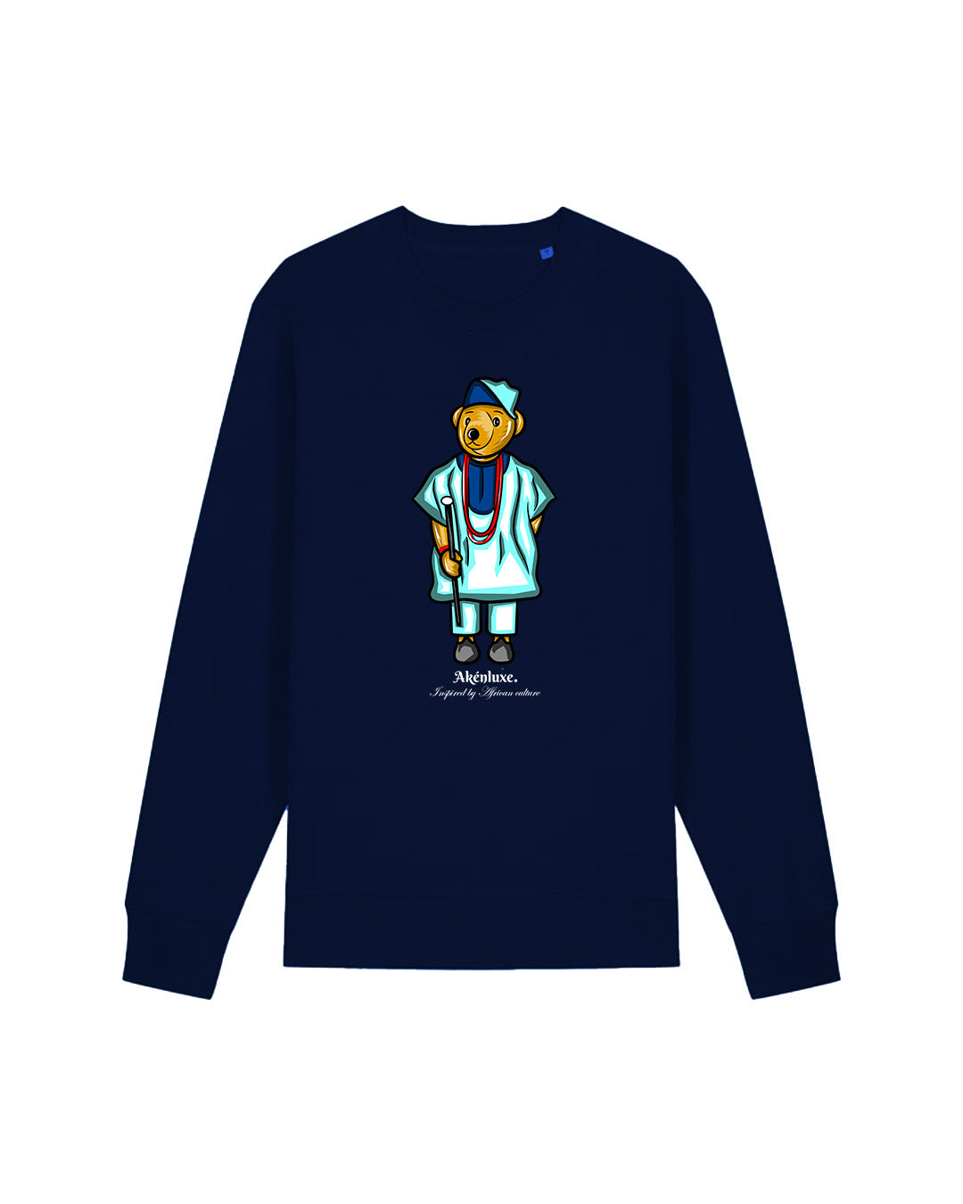 AkénLuxe Agbada Sweatshirt navy unisex crew neck front view