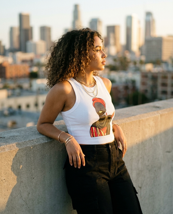 Faramadé Ladies Micro Rib Racer Tank Top White
